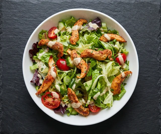 Ensalada con tiras de pollo