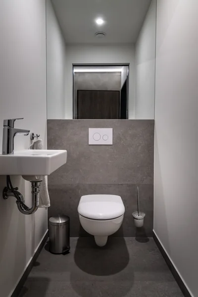 Separates Gäste-WC mit wandhängendem WC und kleinem Handwaschbecken